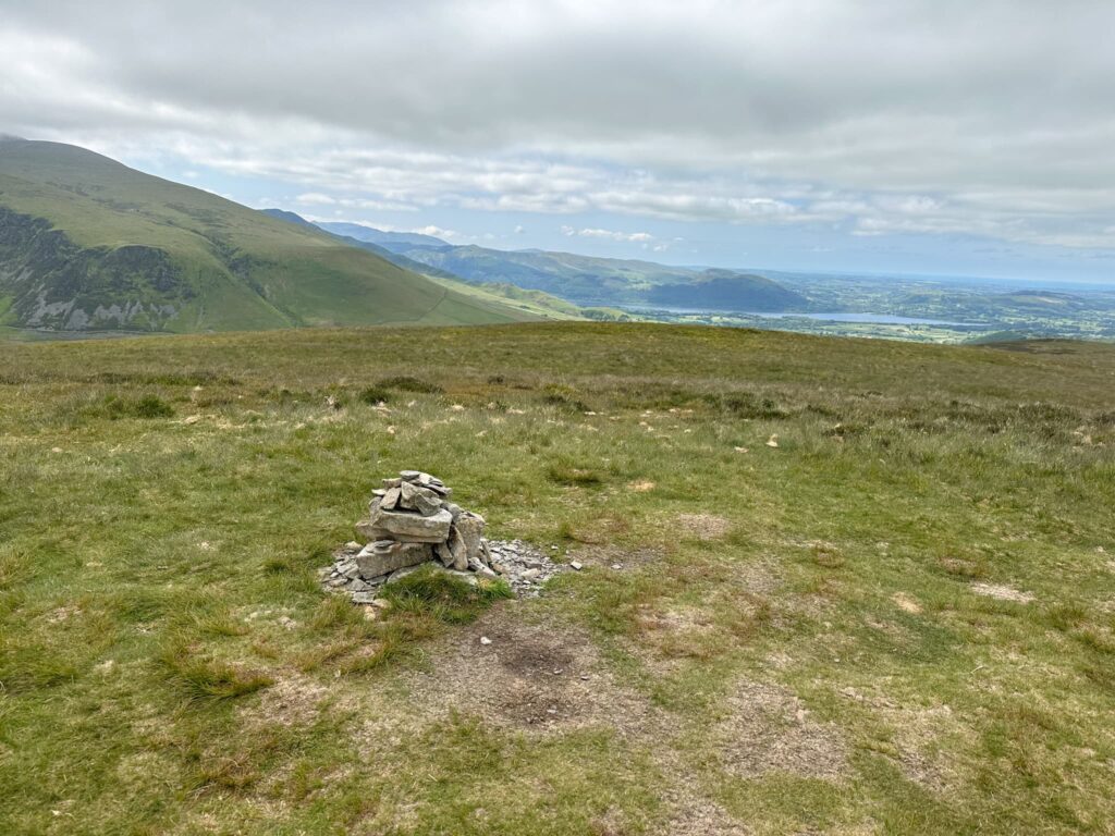 A stone cairn at the summit of Great Cockup
