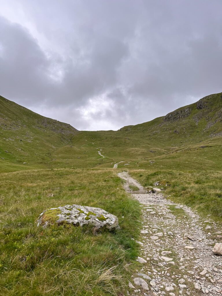 A rough stony track leading up the hillside