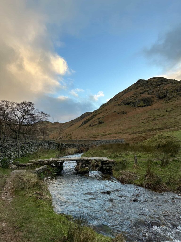 A stone bridge over a stream