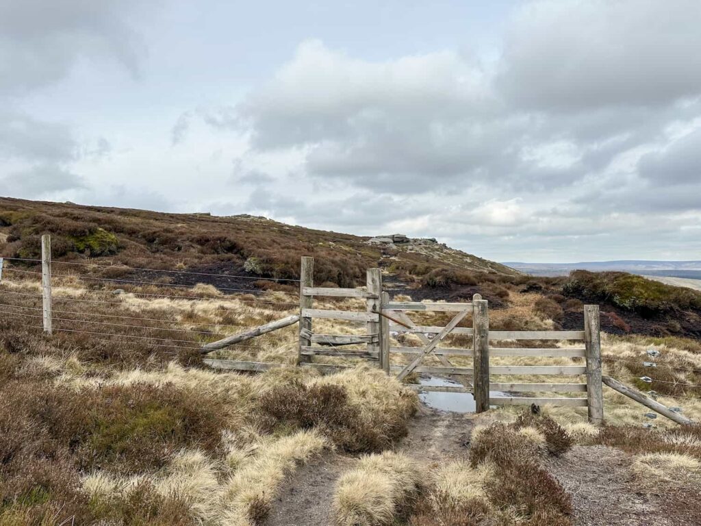 A wooden gate at the top of Blackden Brook