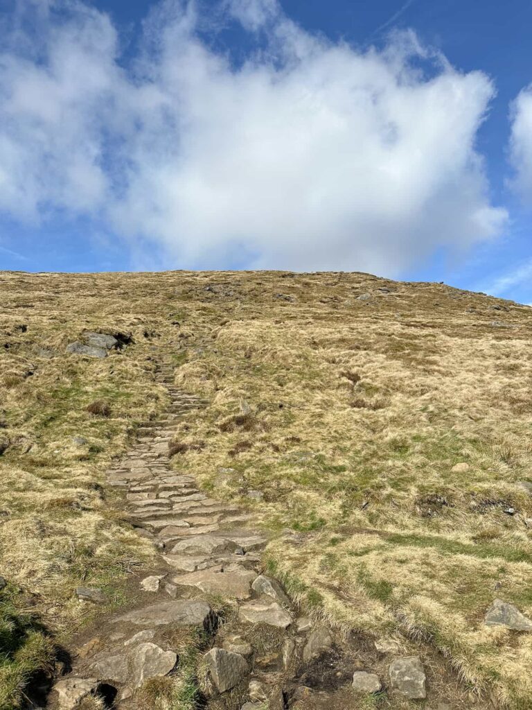 Stone steps leading to the summit of Grindslow Knoll