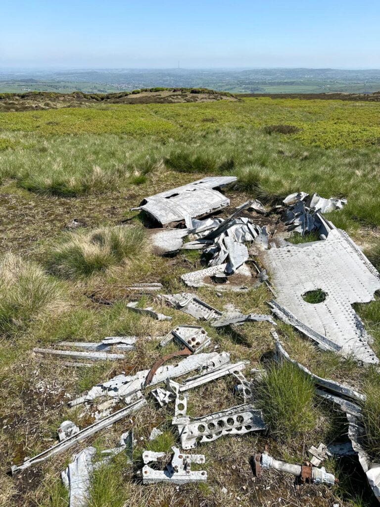 The wreckage of the Sabre MK2 on Holme Moss, Black Hill