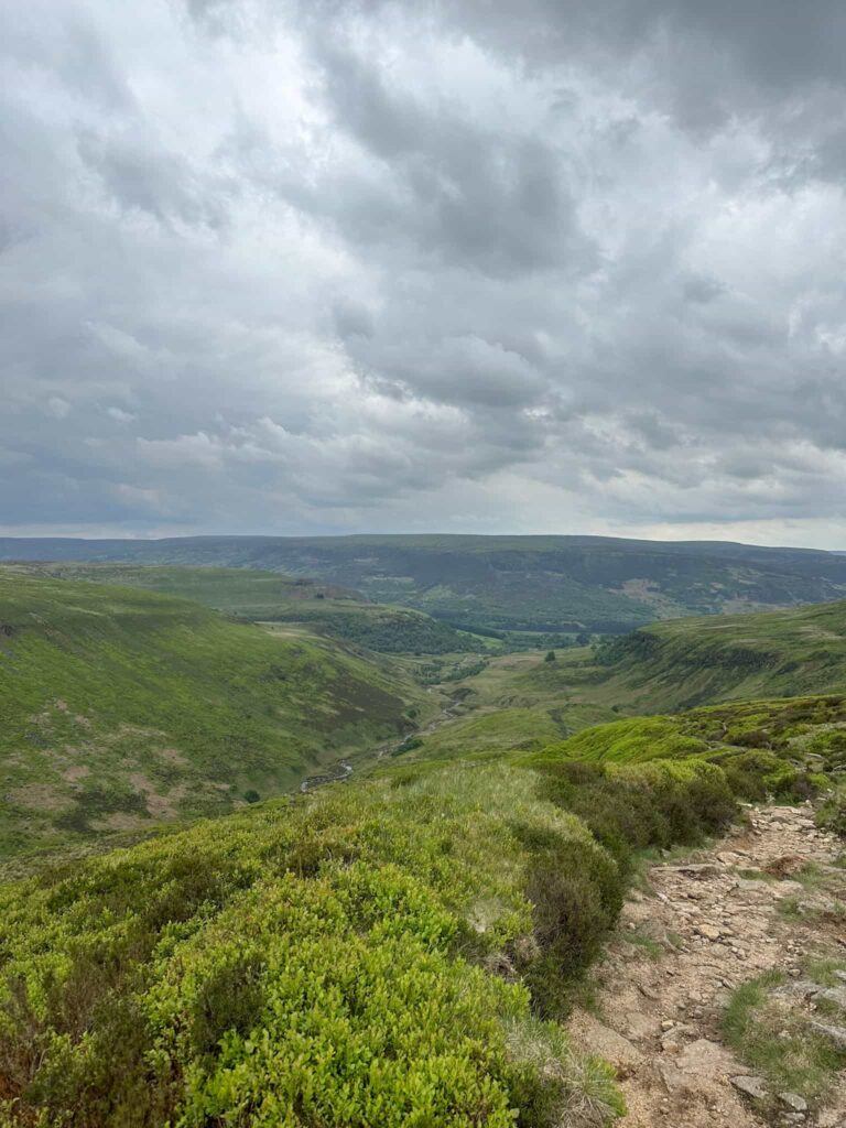 A view from the top of Laddow Rocks looking down over the Crowden Valley