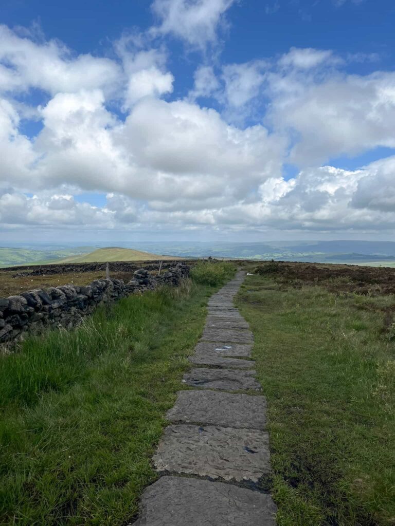 A path made from stone slabs running over the moors