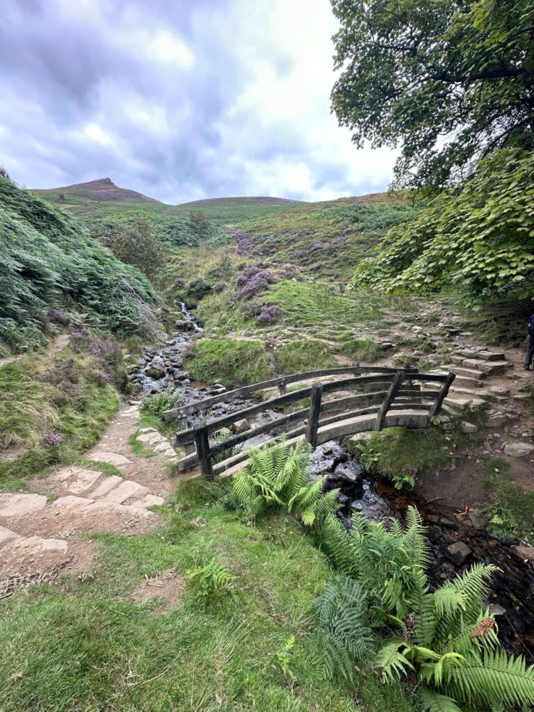 An old wooden bridge over Golden Clough