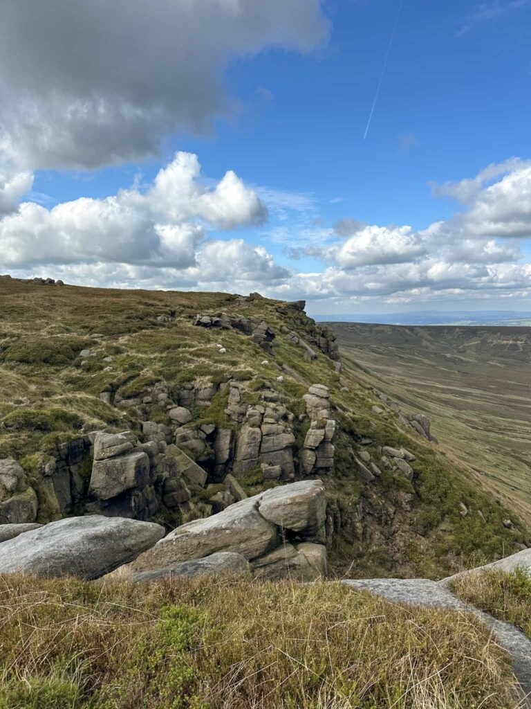 A view of the dramatic northern edges of Kinder Scout