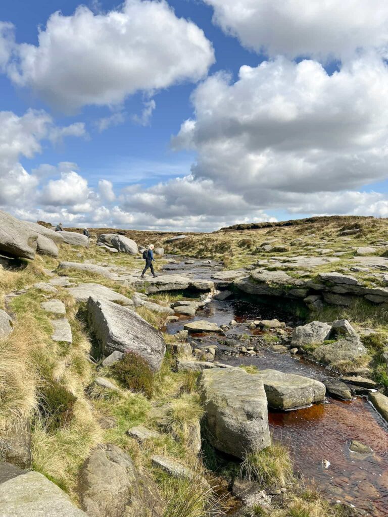 A woman crossing the River Kinder