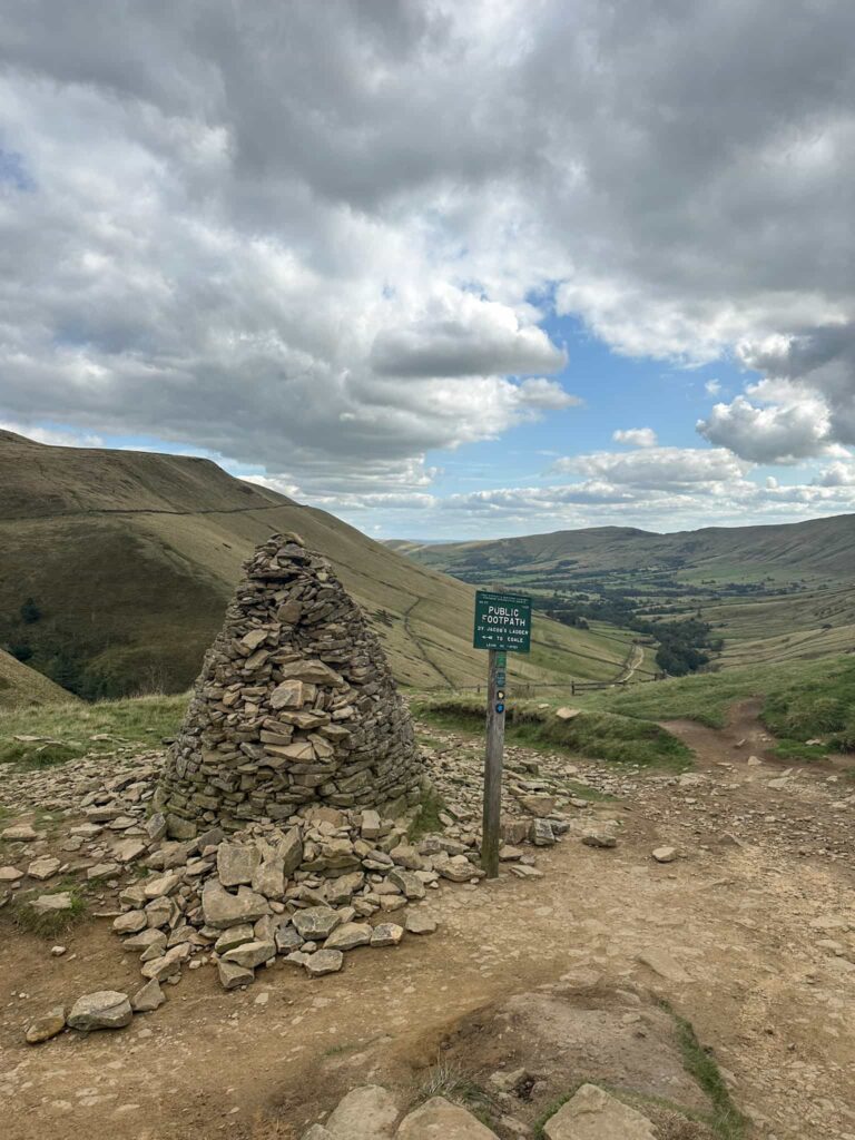 A stone built cairn on Jacob's Ladder, Kinder Scout