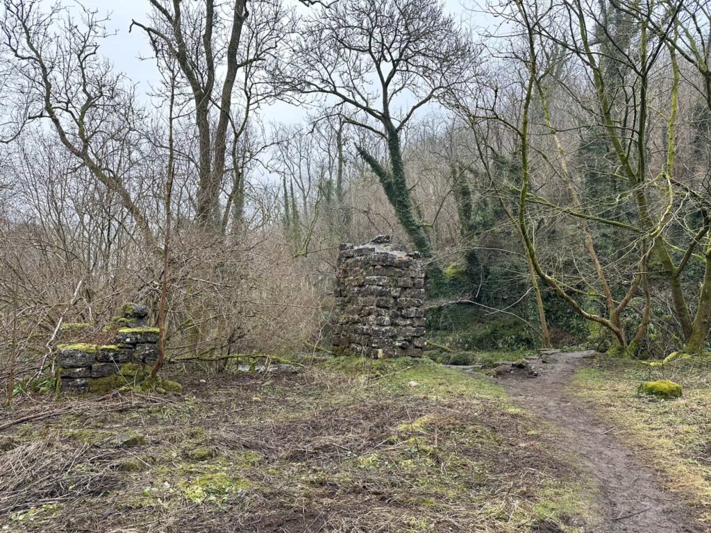 The ruins of an aqueduct in Lathkill Dale