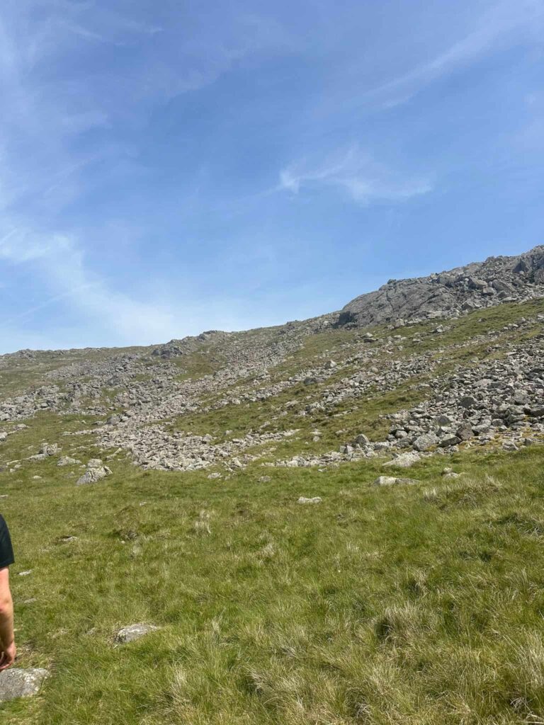 A scree slope below Wetherlam