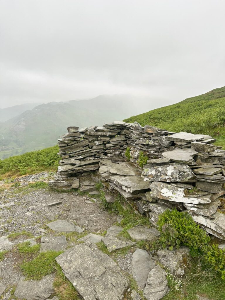 A slate seat on Lingmoor Fell