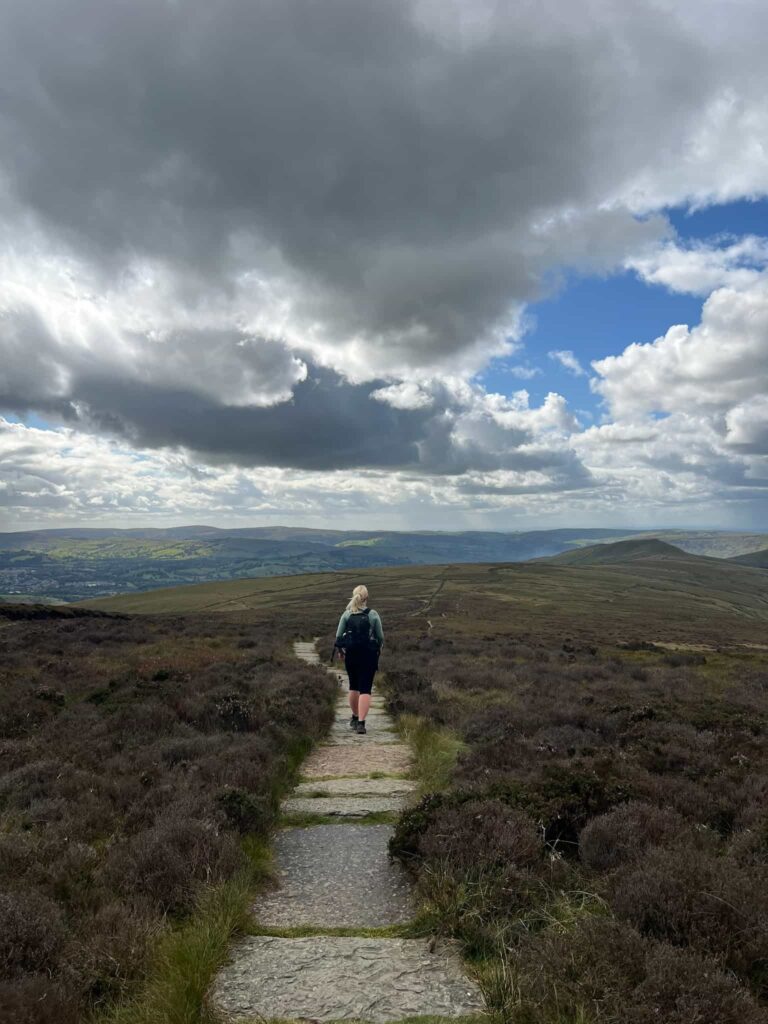 A woman walking on the moors