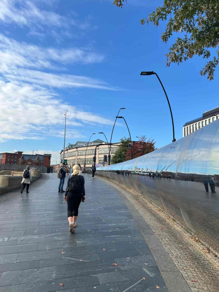 A woman walking in Sheffield city centre