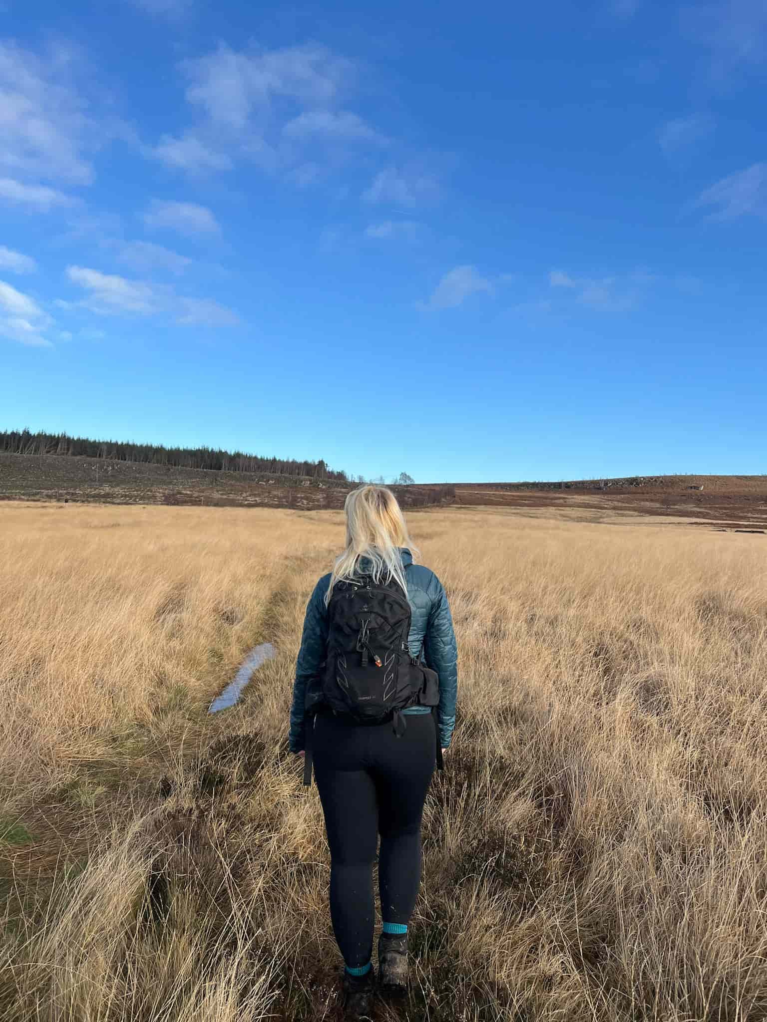 A woman walking on the moors