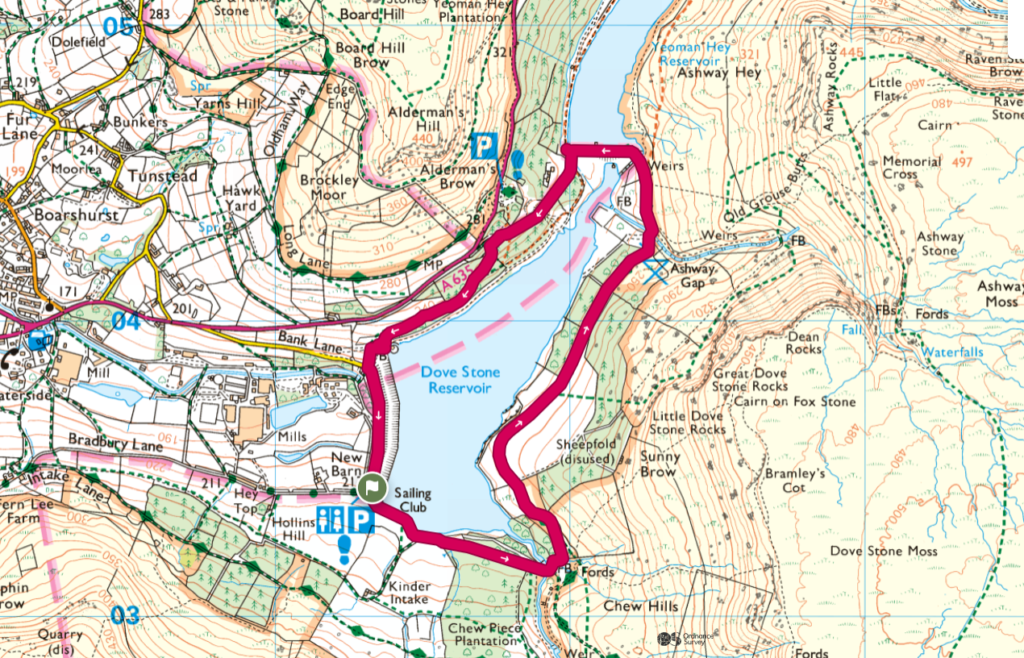 Dove Stone Reservoir Map