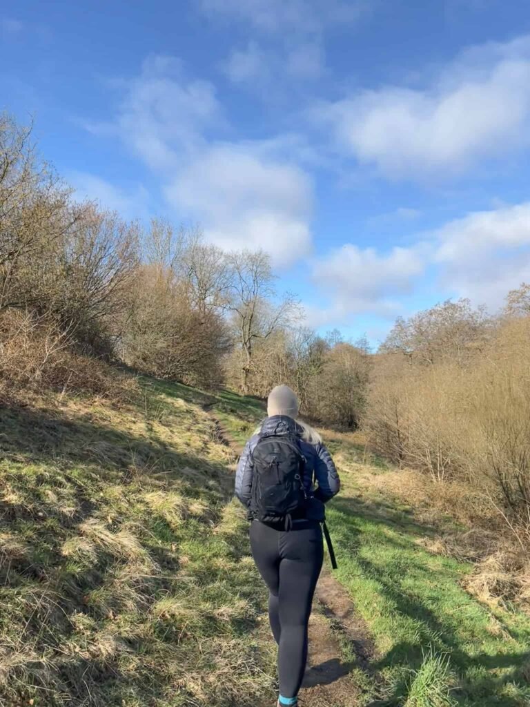 A woman walking in the Peak District