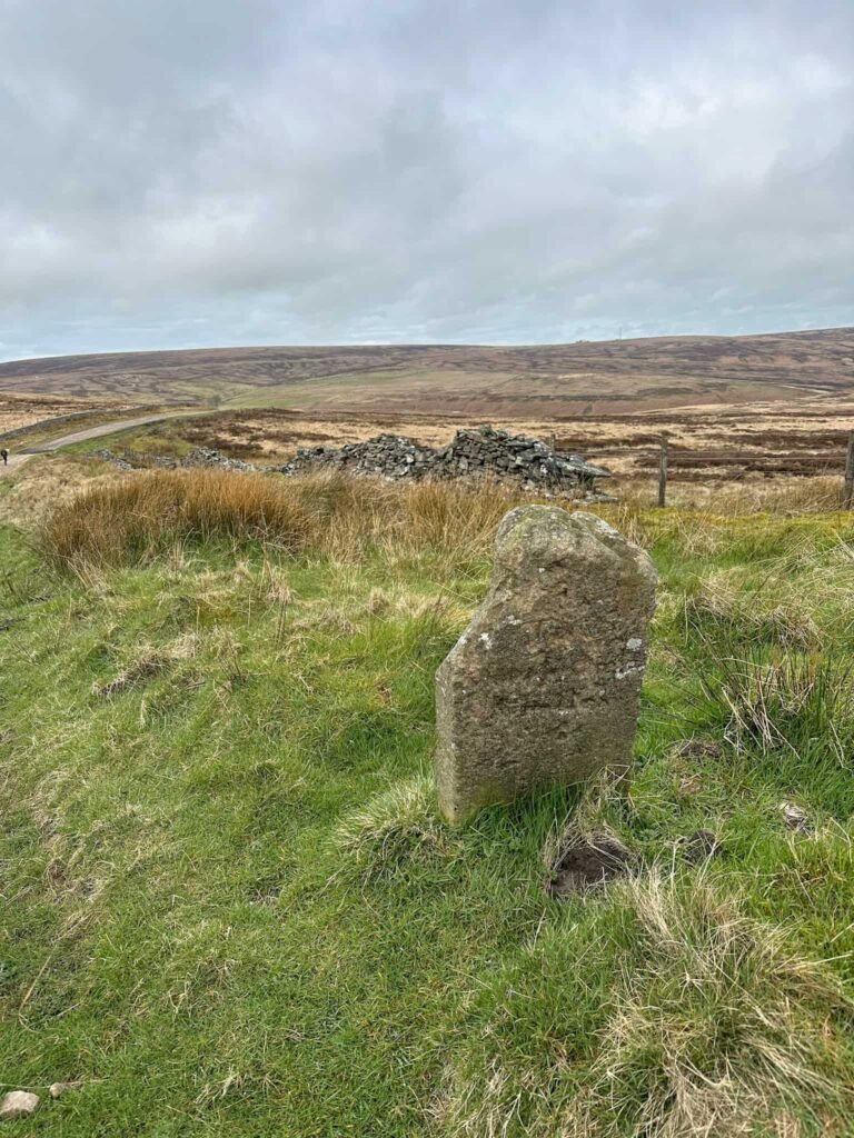 Milestone near Burbage Edge on the former Buxton to Macclesfield turnpike road.