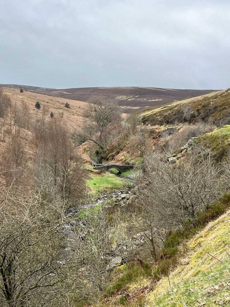 Former packhorse bridge from the drowned hamlet of Goyts Bridge
