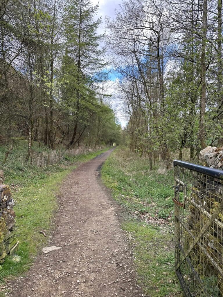 An open gate leading onto the Longdendale Trail near Woodhead
