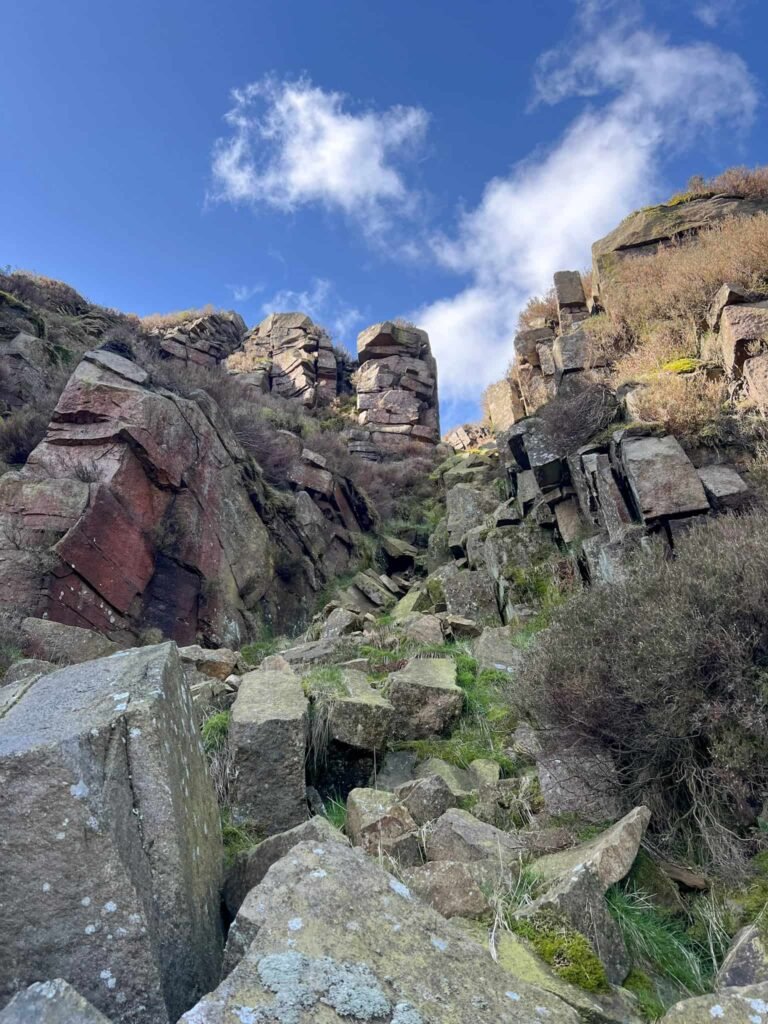 Looking up Lawrence Edge, a rocky chasm