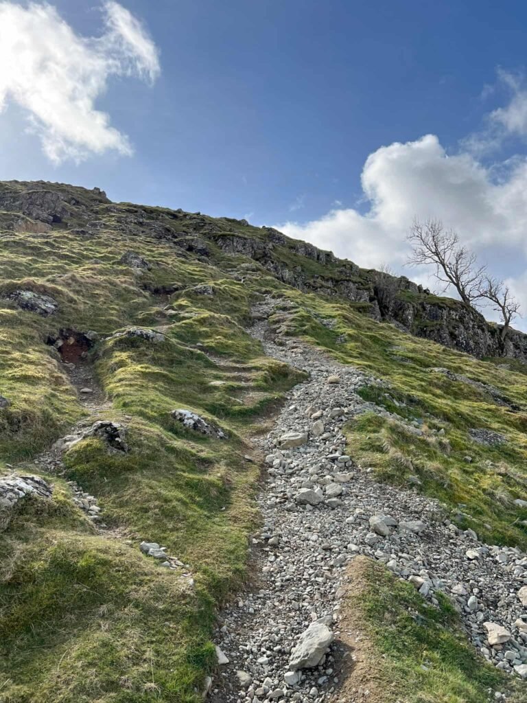 A steep rocky path up Stybarrow Dodd