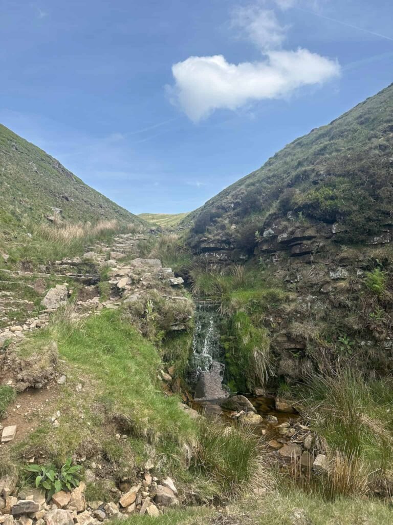 A rough moorland path, very stony underfoot