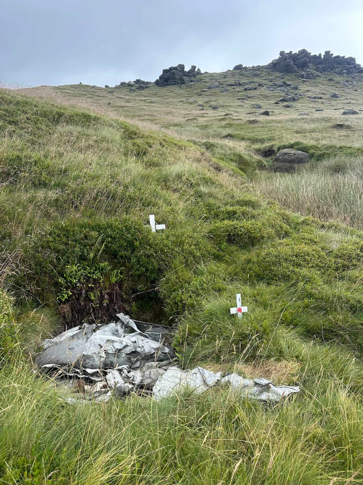 Anson crash site on Kinder Scout