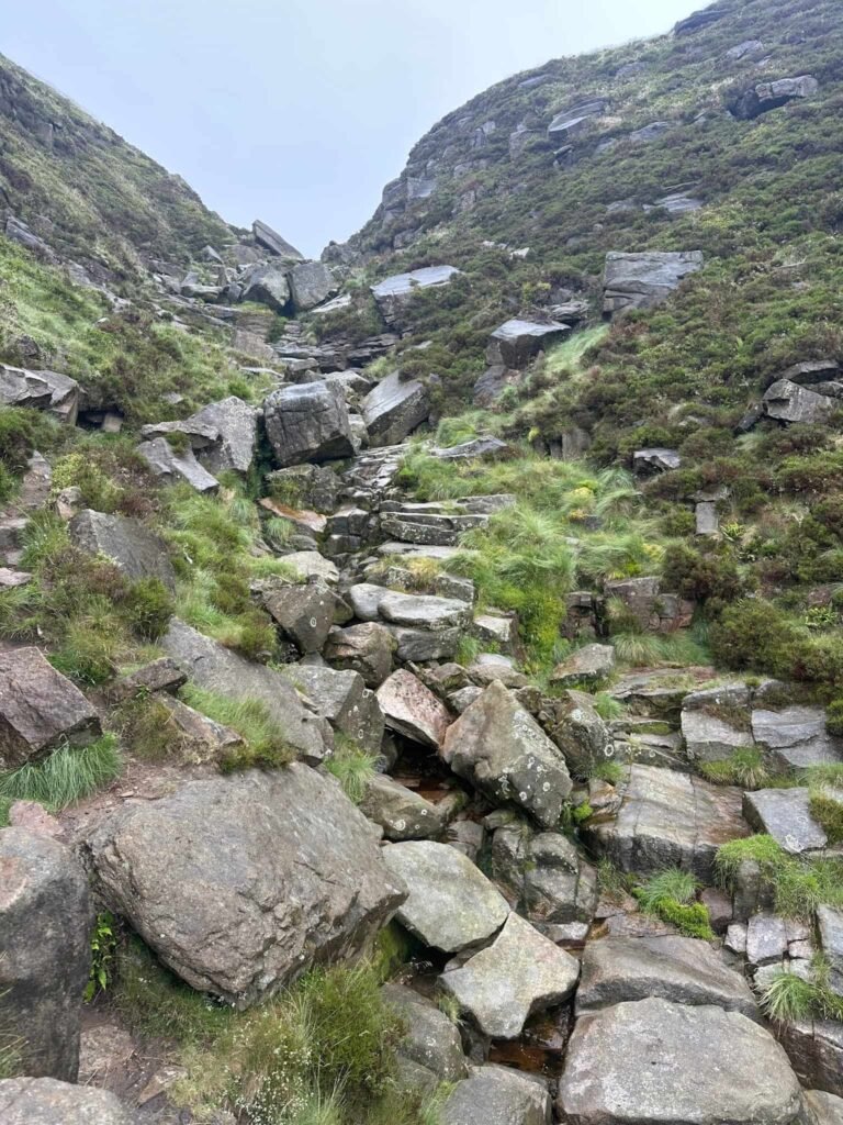 Crowden Clouigh scramble section, a rocky, bouldery ravine