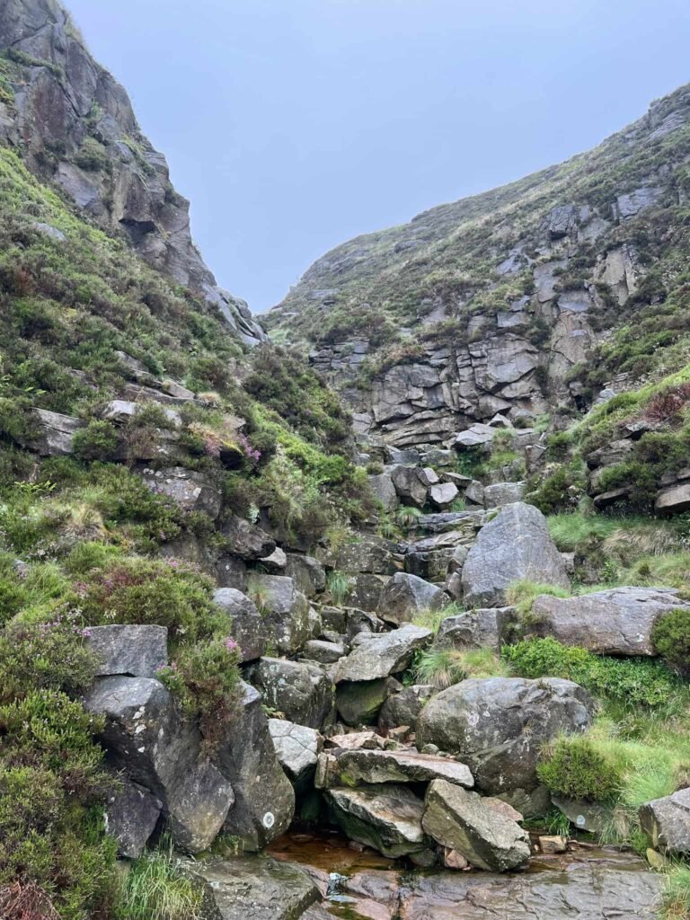 Crowden Clouigh scramble section, a rocky, bouldery ravine
