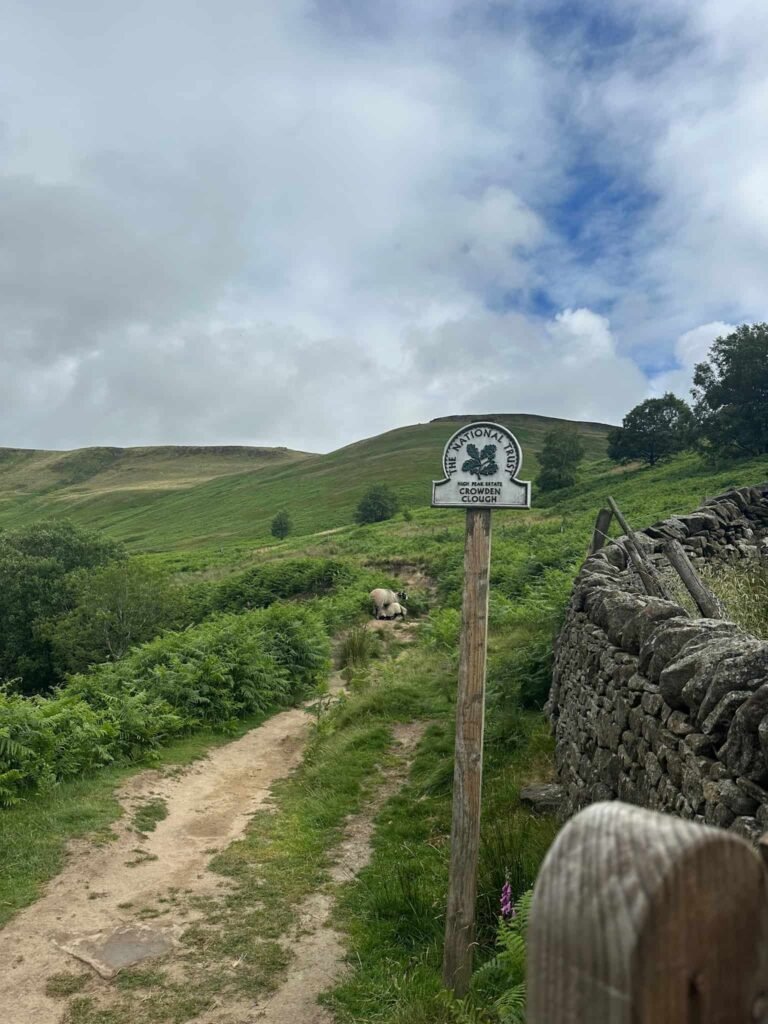 A National Trust sign for Crowden Clough
