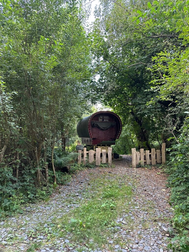 A Romany-style caravan in woodland