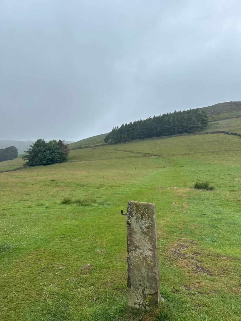 A view of an old gatepost in Edale