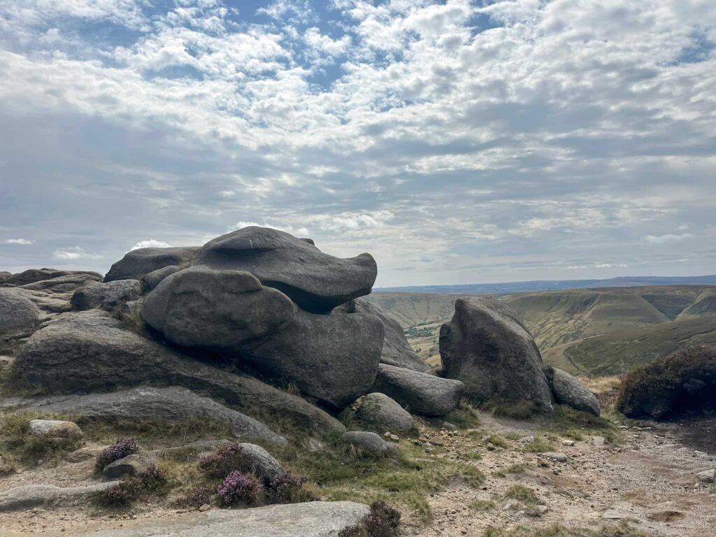 A pig-shaped rock formation on Kinder Scout