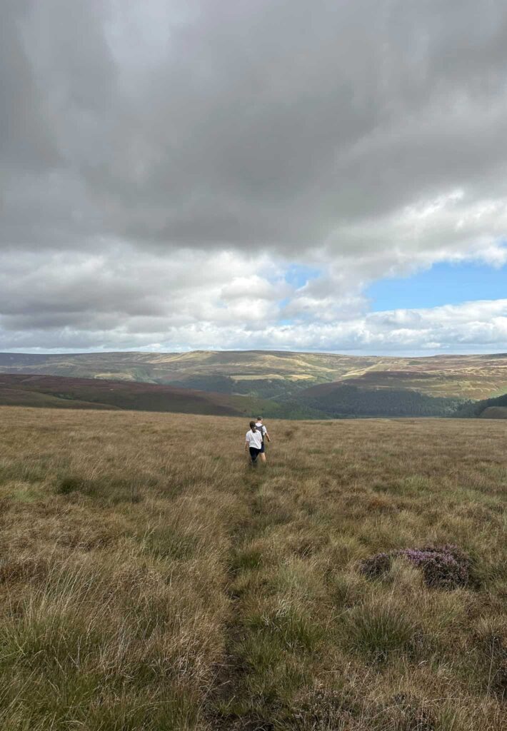 Some people walking on the moors