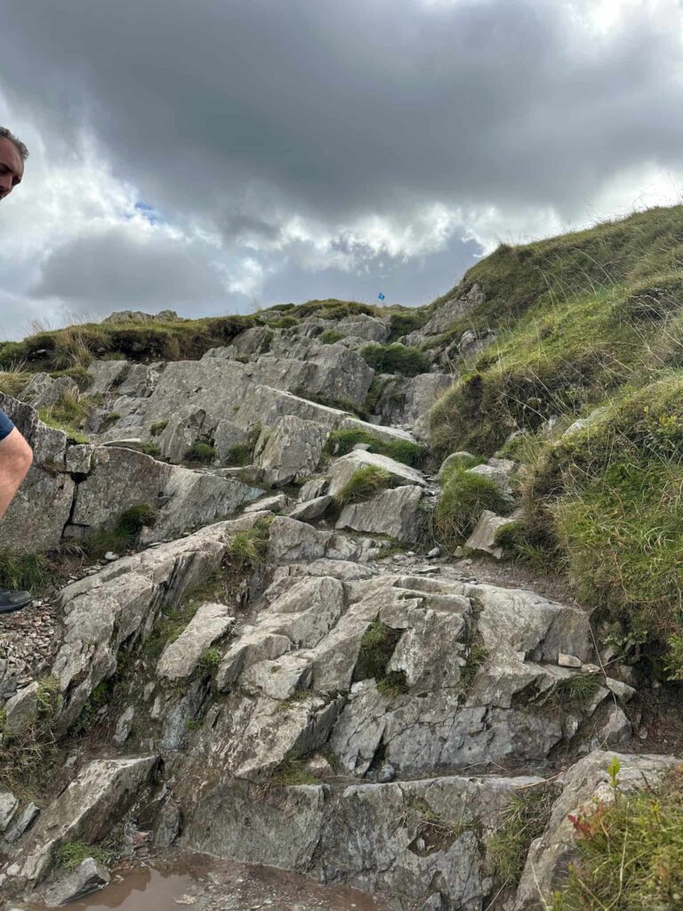 A rocky section on a hiking path