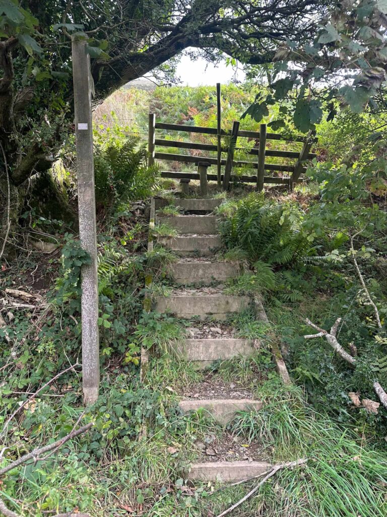 Steps leading up to a wooden stile