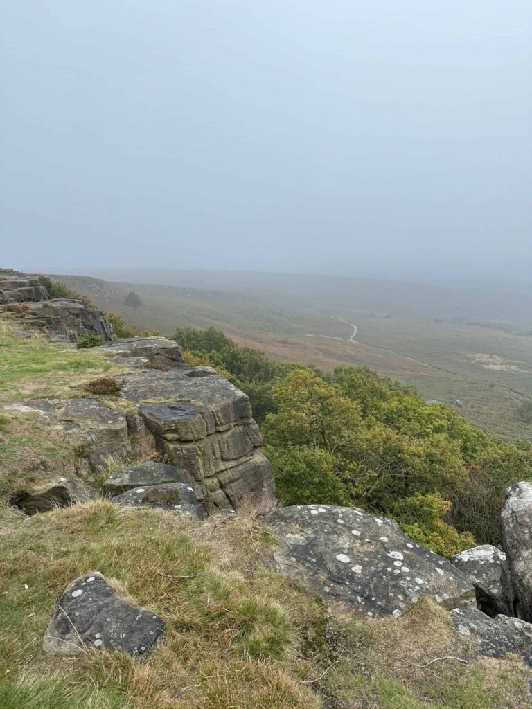 Burbage Rocks in the mist